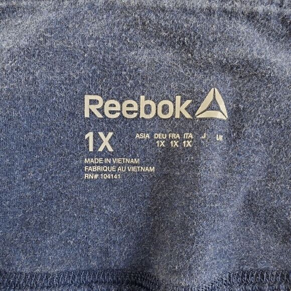 Reebok Legging Women 1X Blue Fleece Cotton Activewear High Waist Skinny Leg Logo - Picture 3 of 9